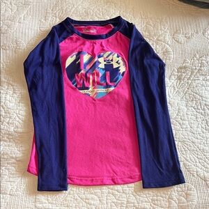 Under Armour Kids Pink and Navy Long Sleeve Tee